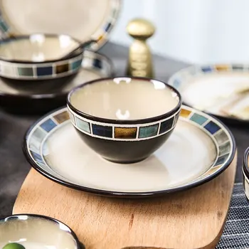 Vintage keramikas trauki un galda piederumi komplekts rīsu zupas bļodas ēdienus ēdienus, sadzīves