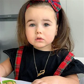 VishowCo Pasūtījuma Nosaukums Kaklarota Nerūsējošā Tērauda Zelta Sānslīdi Kaklasaite Personalizētu Ar Sirdi Nosaukums Plāksnītē Mazulis Kaklarota Baby Dāvanas