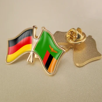 Vācija un Zambija Šķērsoja Dubulto Draudzība Karogi Atloks Pins Broša Nozīmītes