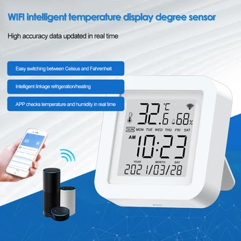 WIFI Smart Temperatūras Un Mitruma Sensors APP Tālvadības Uzraudzīt, Lai Smart Home SmartLife Darbu Ar Alexa, Google Palīgs WiFi