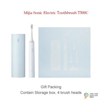 Xiaomi Mijia Sonic Elektriskā zobu Suka T500C Bezvadu Indukcijas Uzlādes Ūdensizturīgs Dāvanu komplektu Glabāšanas Kaste 4 Suka Galvas