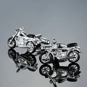 XK682 Augstas kvalitātes modes stils Sudrabaini motociklu aproču pogas JAUNS VĪRIEŠU KREKLS ar aproču pogas