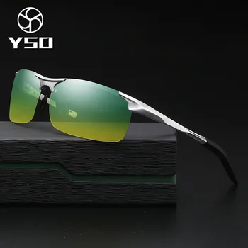 YSO Saulesbrilles Vīriešiem Polarizētās UV400 Alumīnija Magnija Kadra HD Nakts Redzamības Braukšanas Brilles, Daļēji bez apmales Aksesuārs Vīriešiem 8177