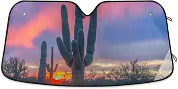 YYZZH Kaktuss Saulrieta Arizona Tuksnesī Automašīnas Vējstikla Saules Ēnā Block UV Stariem saulessarga Aizsargs Akordeons Saliekamais Saulessargs Saglabāt Ve