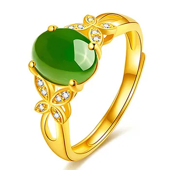 Zaļā nefrīta, smaragda dārgakmeņiem zircon dimantiem, gredzeni sievietēm 14k zelta krāsas rotaslietām bijoux bague modes tauriņš puse dāvanas