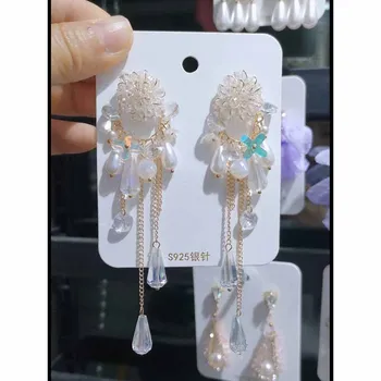 Zerong Ejewelrycrystal atdarina pērļu auskaru jaunākās dangling auskari sievietēm, rotaslietas accoessories zelta pārklājumu dāma auskars