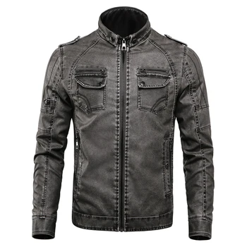 Ziemas jaunu stilu plus samta vīriešu ādas jaka sabiezējumu PU leather ādas jaka