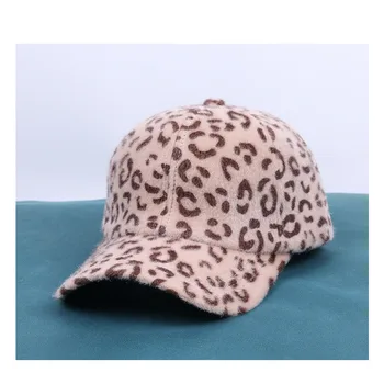 Ziemas leopards drukāt beisbola cepure āra siltā plīša cepurīte