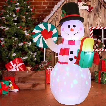 Ziemassvētku 5ft Piepūšamās Sniegavīrs Dāvanu iepakojumā ar Gaismas, Āra zāles pļāvēji, Dārza Svētku Dekorēšana Priecīgus Ziemassvētku Dekori Mājas