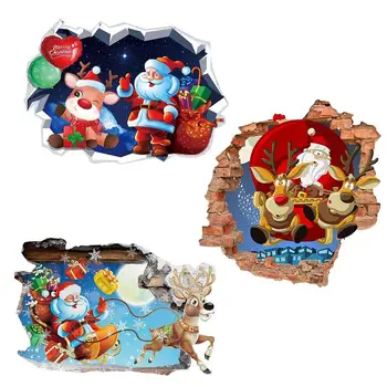 Ziemassvētku Sienas Uzlīmes Ziemassvētku Santa Claus Un Ziemeļbriežu Uzlīmes, Ziemassvētku Rotājumi, pašlīmējošās Logu Piekļaujas Stikla Decal
