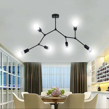 Ziemeļvalstu E27 Melna Balta LED Lustras Modernas Rūpniecības Lustras Gaismas Ķermeņi Virtuves, Dzīvojamās Istabas, Guļamistabas Spīdumi