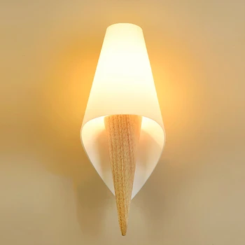 Ziemeļvalstu Koksnes Sienas Lampas Creative Stikla Vāks Mājas Rotā Eju Sienas Gaismas Dzīvojamā Istaba Guļamistaba Gultas Sconce Lampas Nakts gaisma