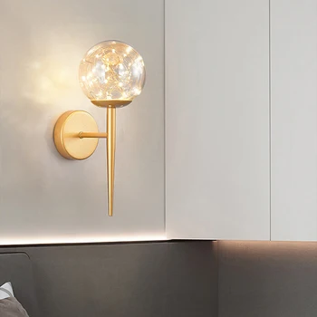 Ziemeļvalstu LED sienas lampas modernās sienas gaismas brā Stikla abažūrs iekštelpu apgaismojums mājas dekori dzīvojamās istabas, guļamistabas gultas