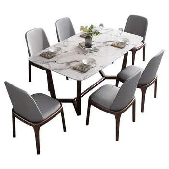 Ziemeļvalstu minimālisma pusdienu galda un krēsla kombinācijā itālijas mazo pusdienu galds taisnstūra marmors, masīvkoka pusdienu galds