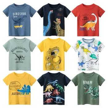 Zīmola Bērnu Apģērbu 2023 Vasarā Jaunu Cartoon Dinozauru T-Krekli Zēniem, Bērniem, Modes Īsām Piedurknēm Kokvilnas Topi Tee Krekls