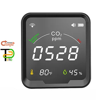 °C/F Akumulatora Barošanu Pilna krāsu CO2 Gaisa Kvalitātes Detektora Temperatūras,Mitruma Monitoru, WIFI TUYA Smart Home Automation