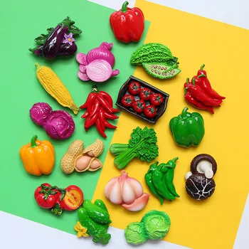 Ímãs de geladeira de frutas e vegetais 3d, simulação 3d, poste de mensagens, decoração de cogumelo, tomate, cebola,