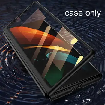 Ādas Rūdīts Stikls Pilna Aizsardzība Grūti Case For Samsung Segtu Malas Samsung Galaxyz fold2 Apšuvuma Reizes Z Lietā
