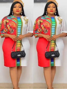 Āfrikas Drukāt Kleitas Sievietēm Kleita Dashiki Ģeometriskā Visdažādākie Āfrikas Apģērbu Plus Lieluma Vasaras Šifona Bodycon Drēbes Femme