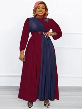 Āfrikas Kleitas Sievietēm 2022 Jaunu Modes Šifona Kroku Maxi Drēbes Ar Garām Piedurknēm, Elegants Kleita Musulmaņu Abaya Kaftan Ankara Bubu