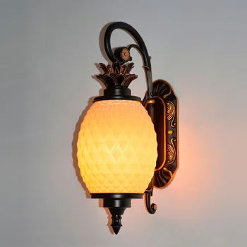Āra ūdensizturīgs sienas lampas personības ananāsu dārzs stikloto ārsienu lampu radošā āra villa ārsienu lampas