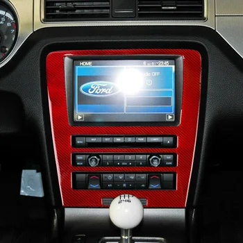 Īstas Oglekļa Šķiedras Ford Mustang 2009. - 2013. Gadam Automašīnas Centrālās vadības CD panelis, Rāmis, Vāks Melns Auto Stils Uzlīme