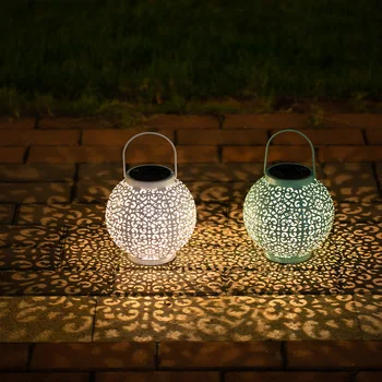 Ķīna saules dzelzs laternas led dzelzs tukšums, laternas pagalmā dārza dekoratīvās lampas LED maza nakts lampiņa