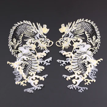 Ķīniešu dzīvnieku Zelta diegus Black Dragon izšuvumi plāksteris somas Mētelis T-kreklu apdare, plāksteri vairumtirdzniecības Aksesuāri