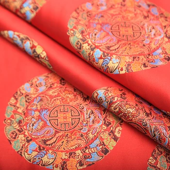 Ķīniešu pūķis stilu Metālisku zelta krāsu Žakarda Brokāta Auduma 3D žakarda dzija krāsota auduma Mētelis, Kleita, Svārki, skaitītāju