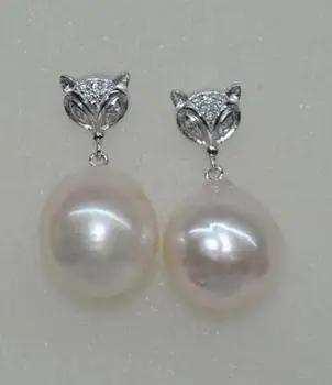 Ļoti spīdums baroka rozā, balta 12*13mm kasumi pērle stud auskars