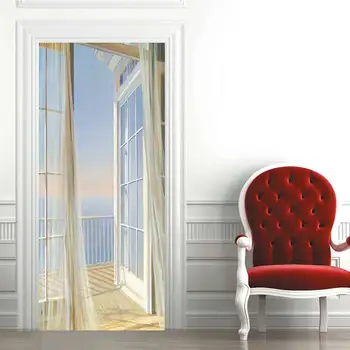 Ūdensizturīgs 3D radošo durvju uzlīmes ir pašlīmējošas papīra dekorēšana guļamistaba viesistaba, sienas uzlīme, durvju uzlīmes