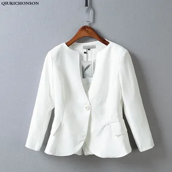 Žakete feminino 2020. gadam pavasara rudens korejas modes balts mētelis sievietēm bleizeri un jakas elegants ar garām piedurknēm atpakaļ peplum kabatām