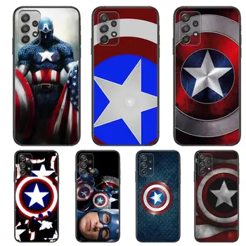 Brīnums Captain America Telefonu Gadījumā Korpuss Samsung Galaxy A70 A50 A51 A71 A52 A40 A30 A31 A90 A20E 5G a20s Black Apvalks Mākslas Šūnu
