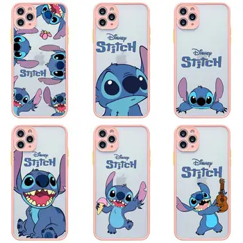 Disney Stitch Baby Phone Gadījumā, iphone 13 12 11 Pro Max Mini XS 8 7 Plus X SE 2020. GADAM XR Gaiši rozā Matēts Caurspīdīgs Vāks